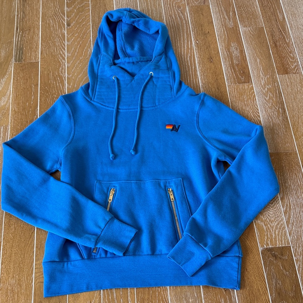 New WO tags Aviator Nation Ninja Blue Pullover Hoodie size XS